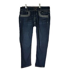 Vigoss Womens Capri Jeans Flap Pocket Western Contrast Stitch Stretch 5/6‎ 28